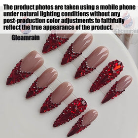 Gleamrain handcrafted nail tips feature 3D floral patterns for a standout look.