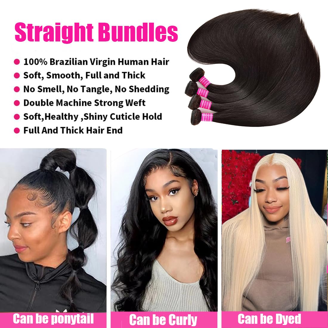 Glebinly four bundles straight weft provide secure, durable application