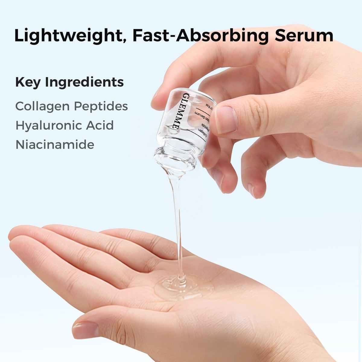Glemme adjustable serum flow control shows four-level release for customization.