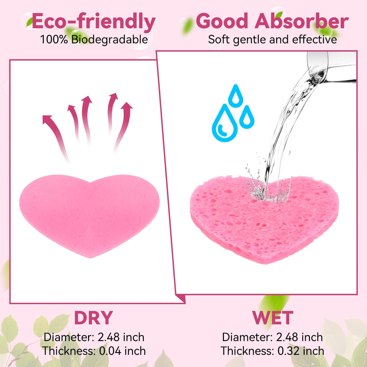 Gleom heart sponges expand when wet to reveal softness for cleansing