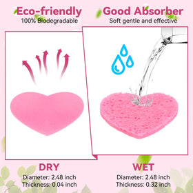 Gleom heart sponges expand when wet to reveal softness for cleansing