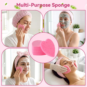 Gleom 250-count heart sponges giftable set for skincare lovers