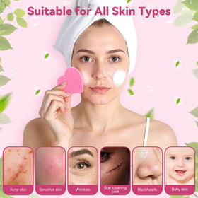 Gleom heart-shaped sponges in use with cleanser for gentle cleansing