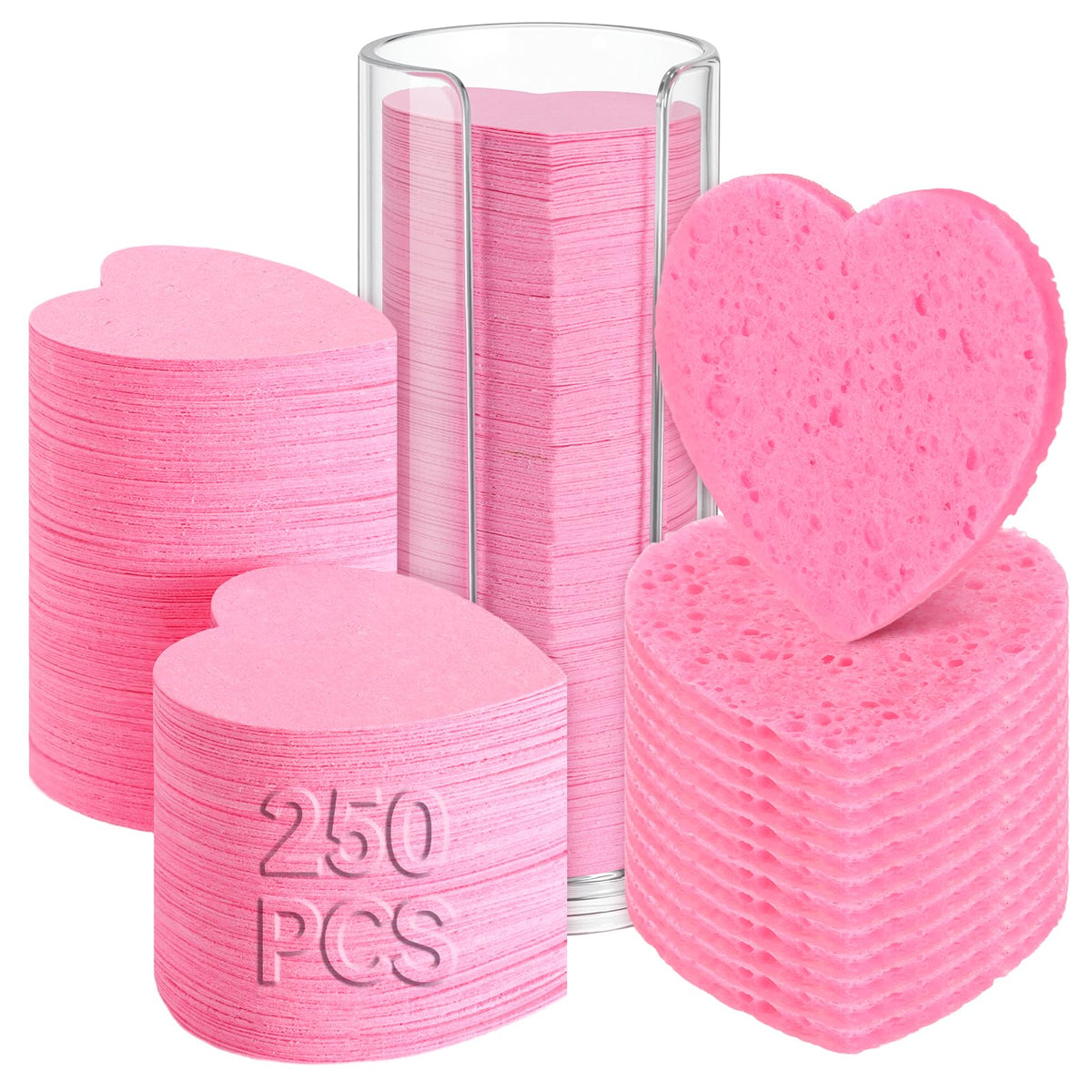Gleom heart-shaped sponges in packaging for bulk daily cleansing