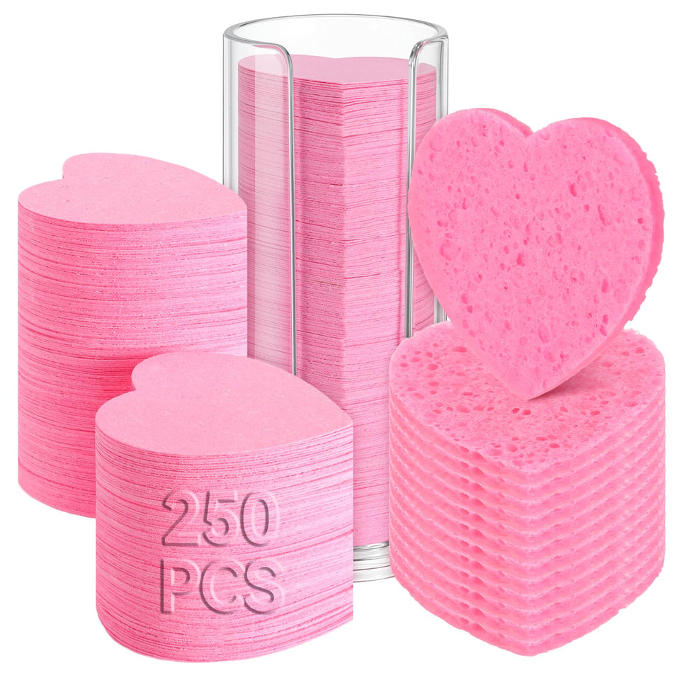 Gleom heart-shaped sponges in packaging for bulk daily cleansing