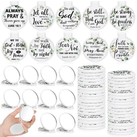 GlikCeil 80pcs mini Bible verse compact mirror with verse design for daily reflection