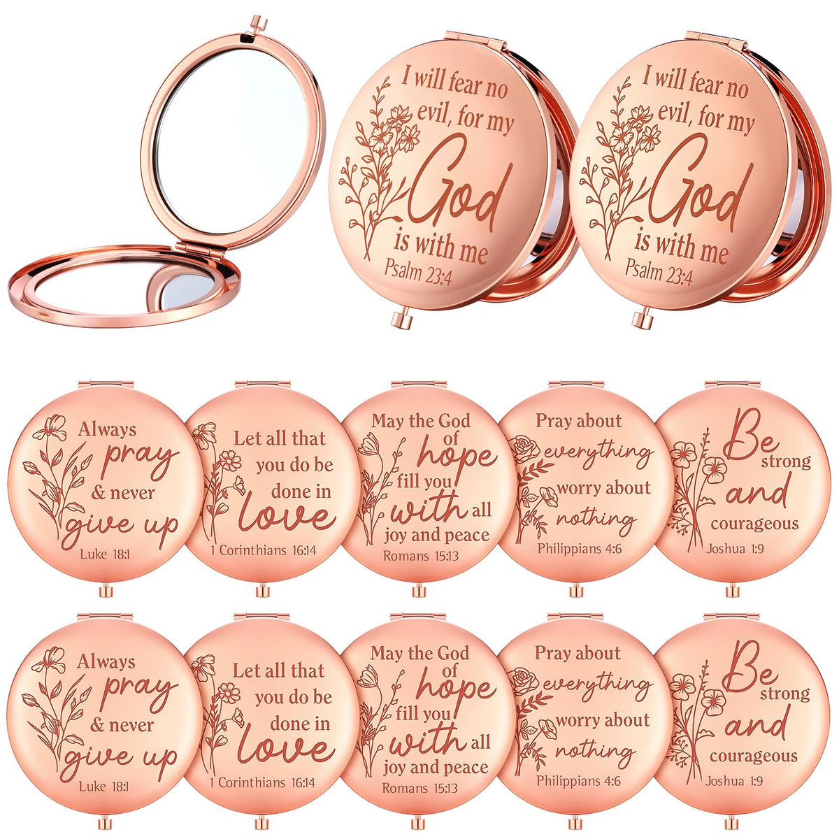 GlikCeil rose gold Christian mirror set, compact and durable for daily use.
