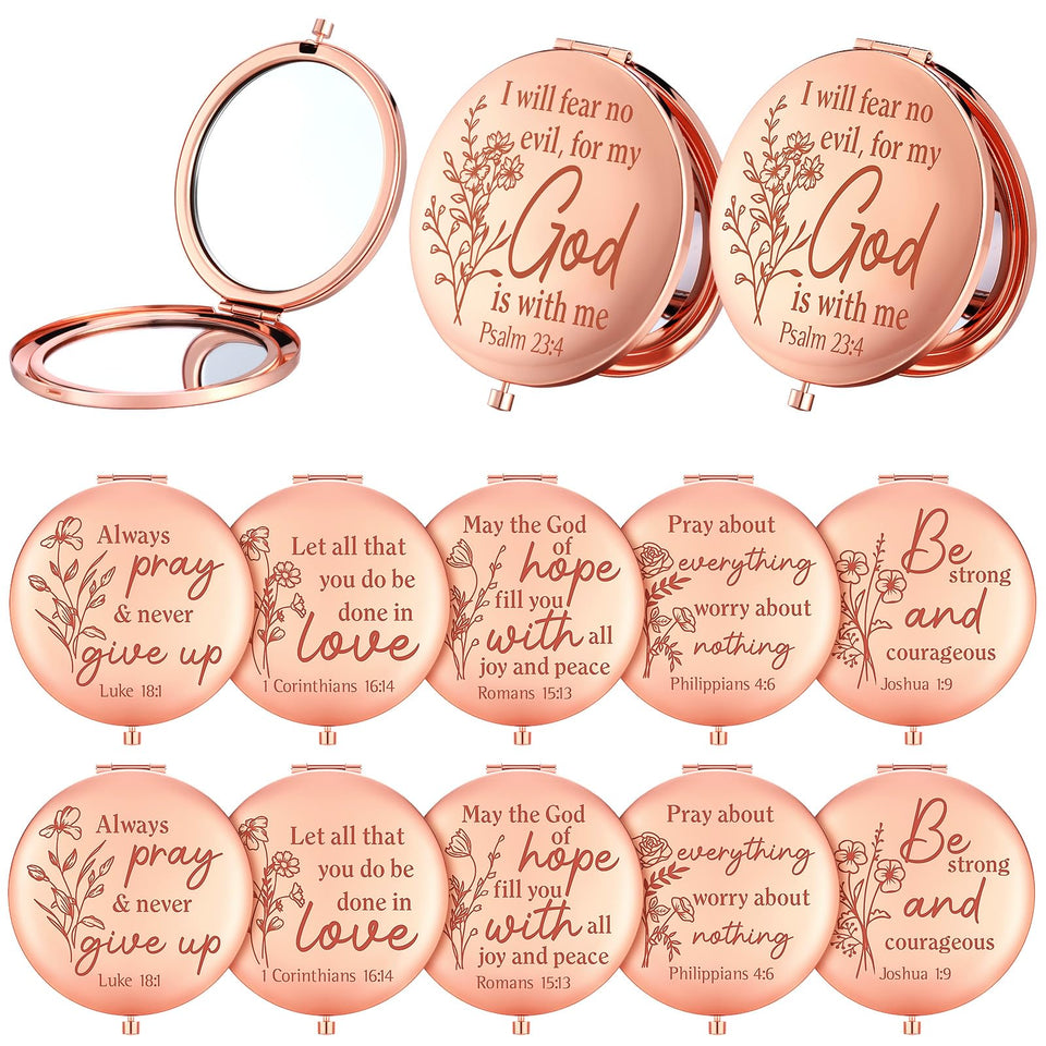 GlikCeil rose gold Christian mirror set, compact and durable for daily use.