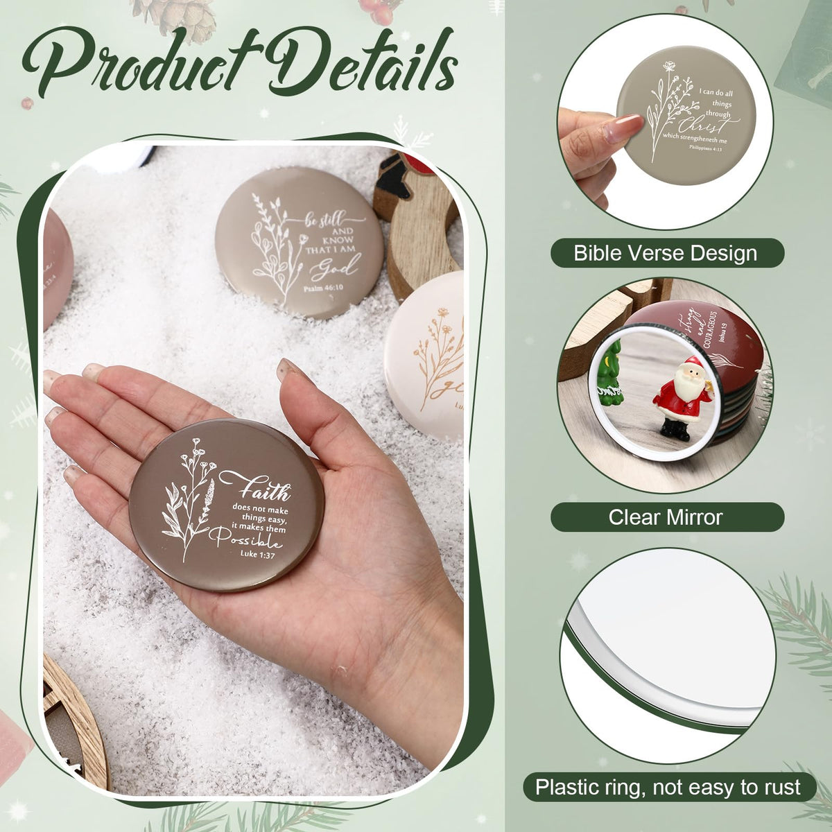 GlikCeil compact makeup mirror fits purses for on-the-go touch-ups.