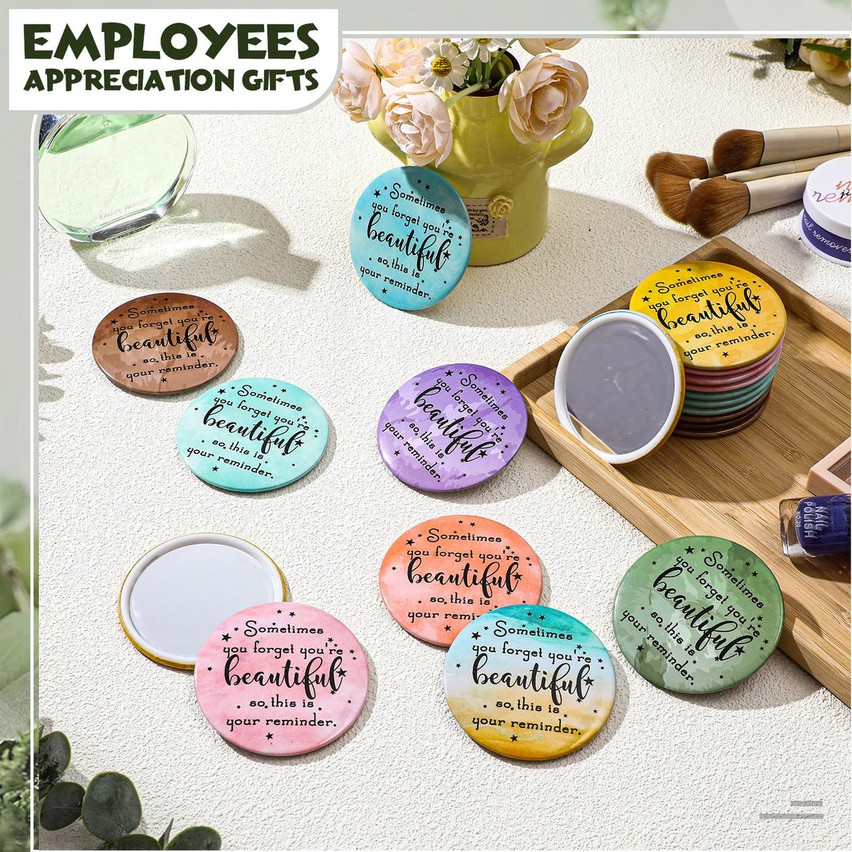 GlikCeil pocket mirror durable plastic tinplate construction