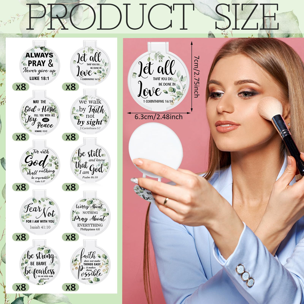 GlikCeil eucalyptus leaf pattern compact mirror adds uplifting style