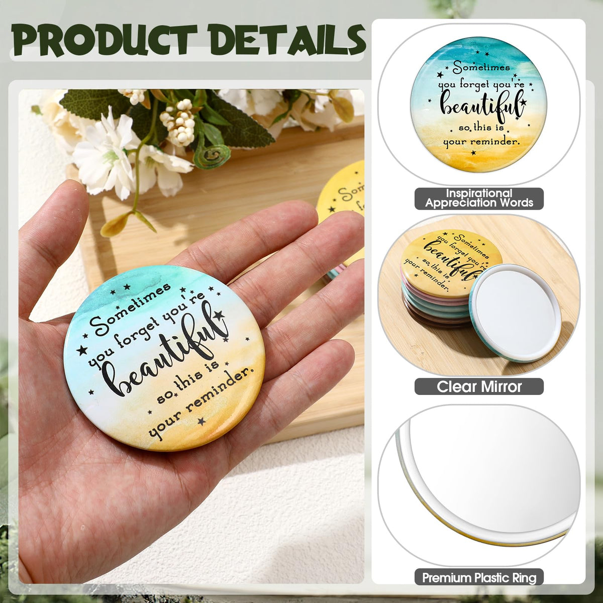 GlikCeil mini makeup mirror 2.76 inches for on-the-go touch-ups
