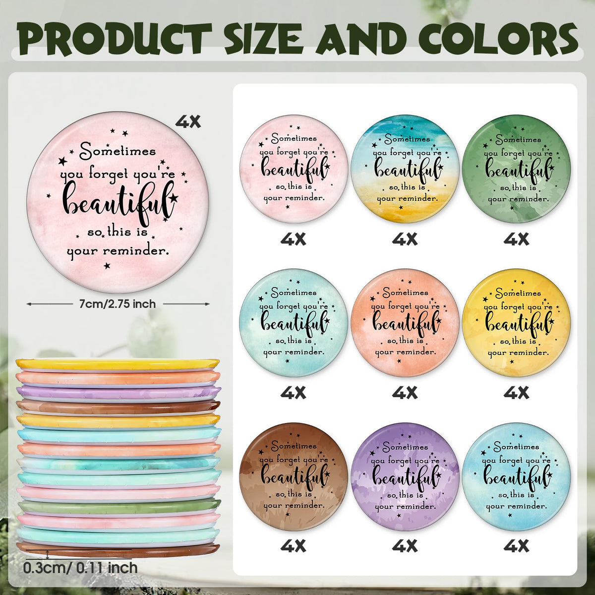 GlikCeil pocket mirror with back verse print for quick, uplifting self-checks