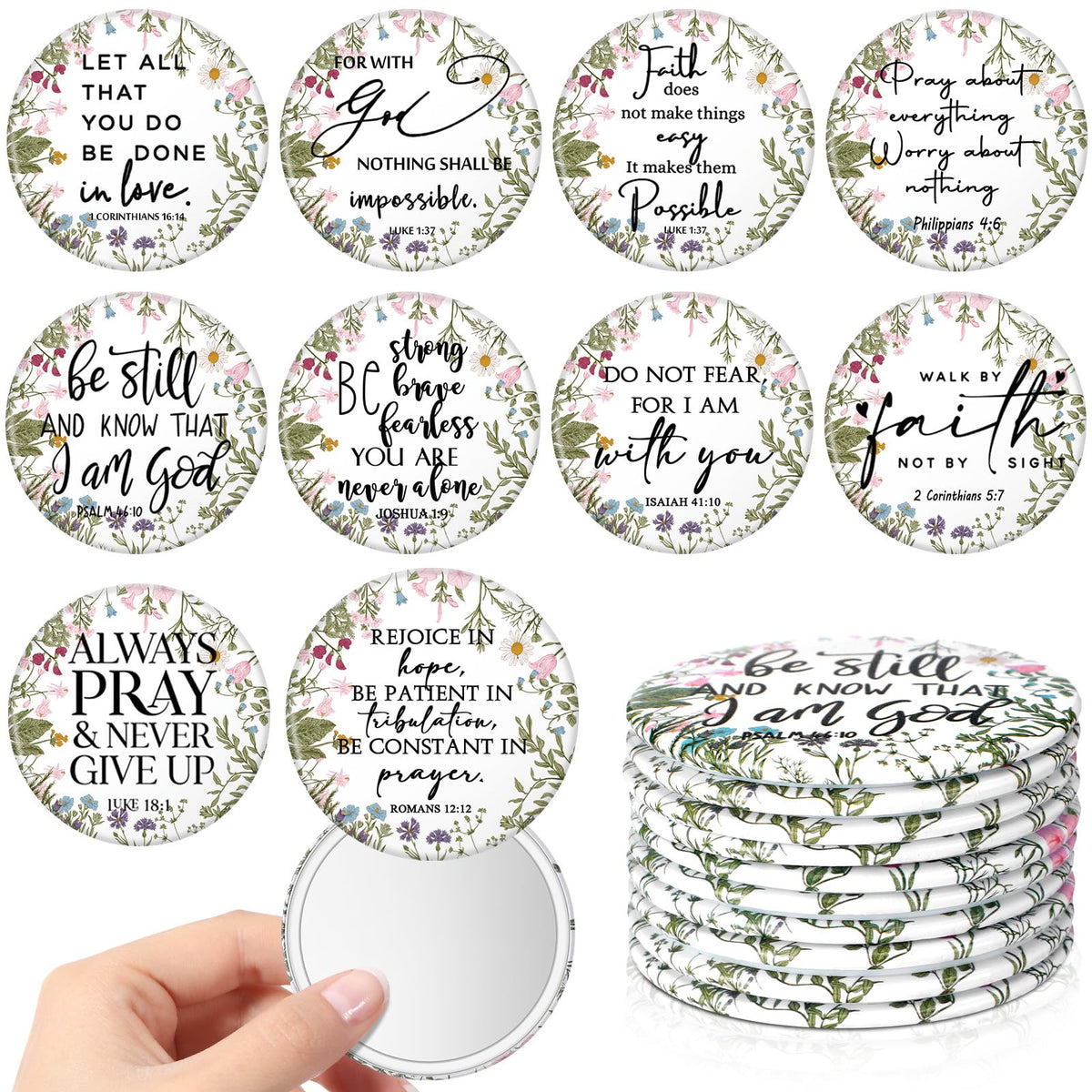 GlikCeil wildflower bible compact mirror style A for daily purse use.