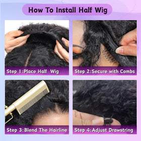 Glimeer half wig natural edge weft for a seamless hairline