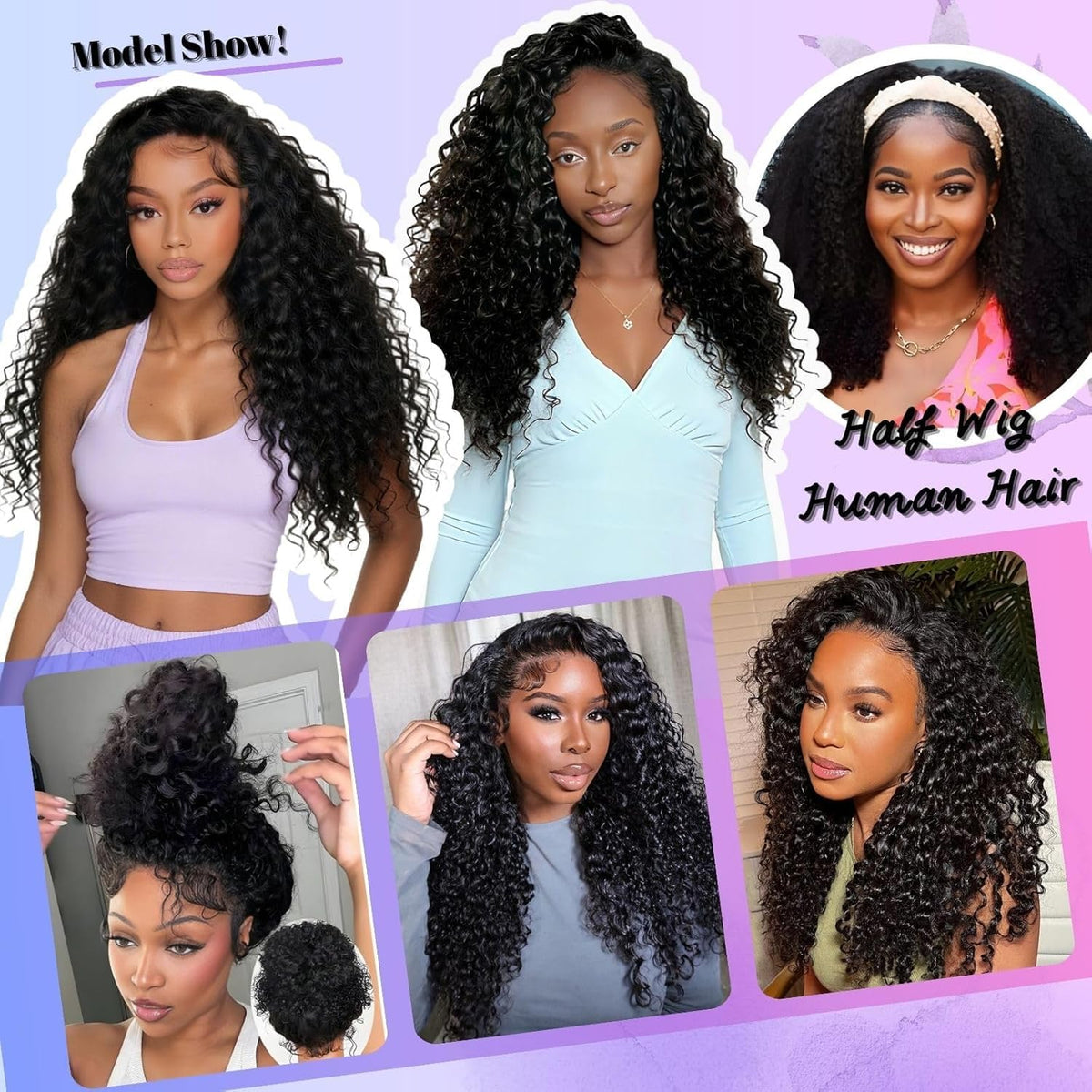 Glimeer half wig three-in-one versatility for multiple looks