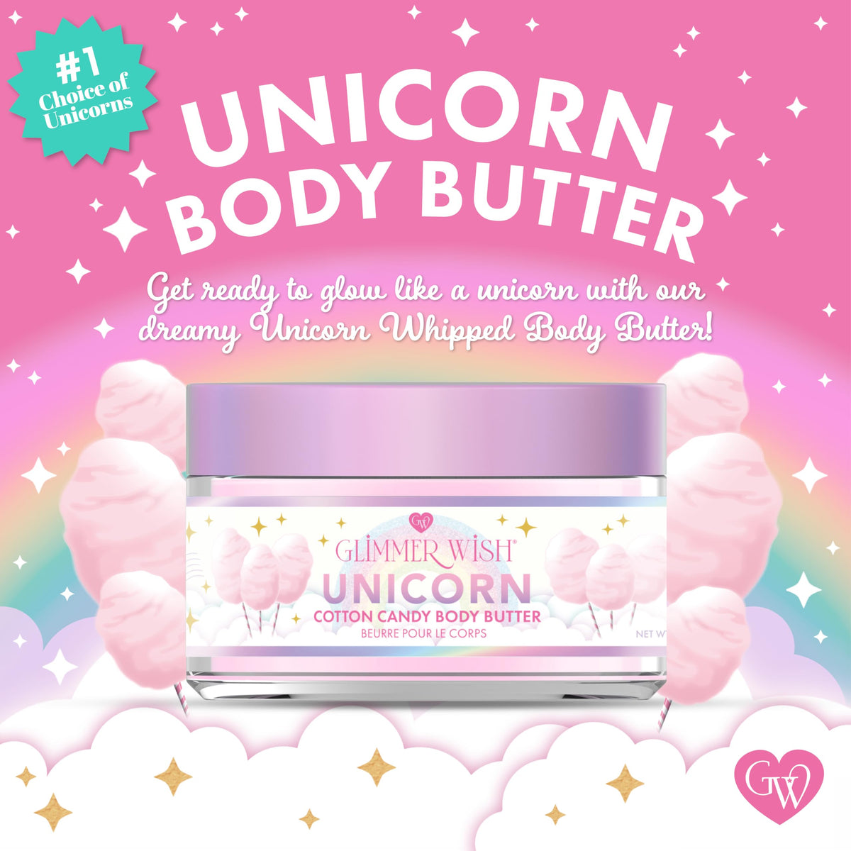 Glimmer Wish blend of shea butter and coconut oil for deep hydration.