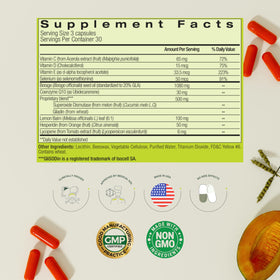 GliSODin Skin Nutrients label detail emphasizes quality ingredients and research basis.