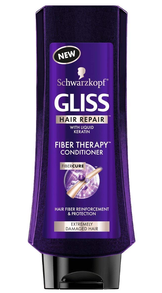GLISS Fiber Therapy Conditioner bottle aids detangling and adds shine.