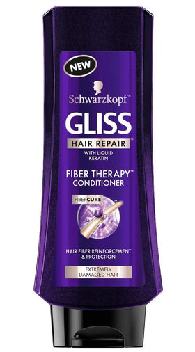 GLISS Fiber Therapy Conditioner bottle aids detangling and adds shine.