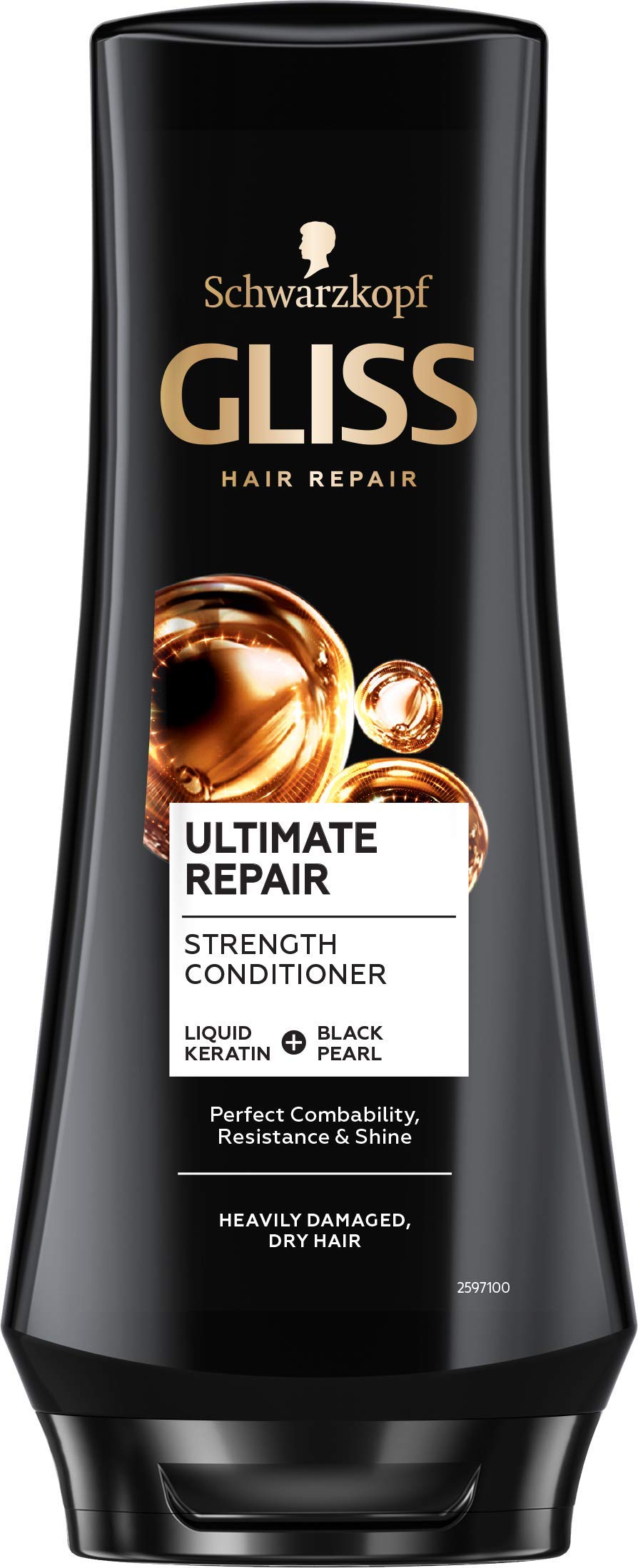GLISS Ultimate Repair Conditioner bottle pouring for smoother, stronger hair