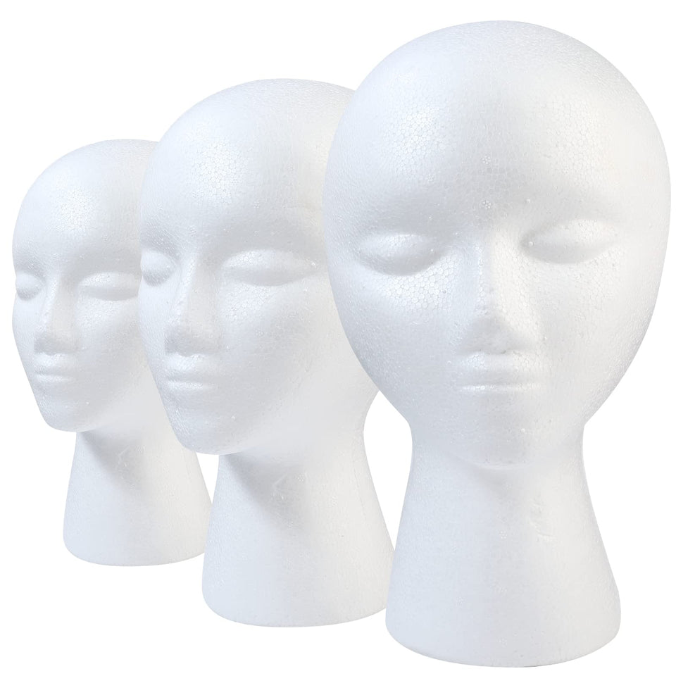 GliSun 3-piece foam wig head set for secure wig display
