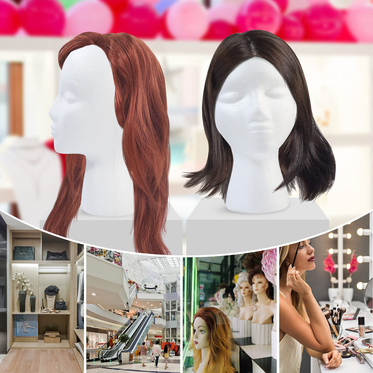 GliSun foam wig head with 11 inch neck for medium wigs