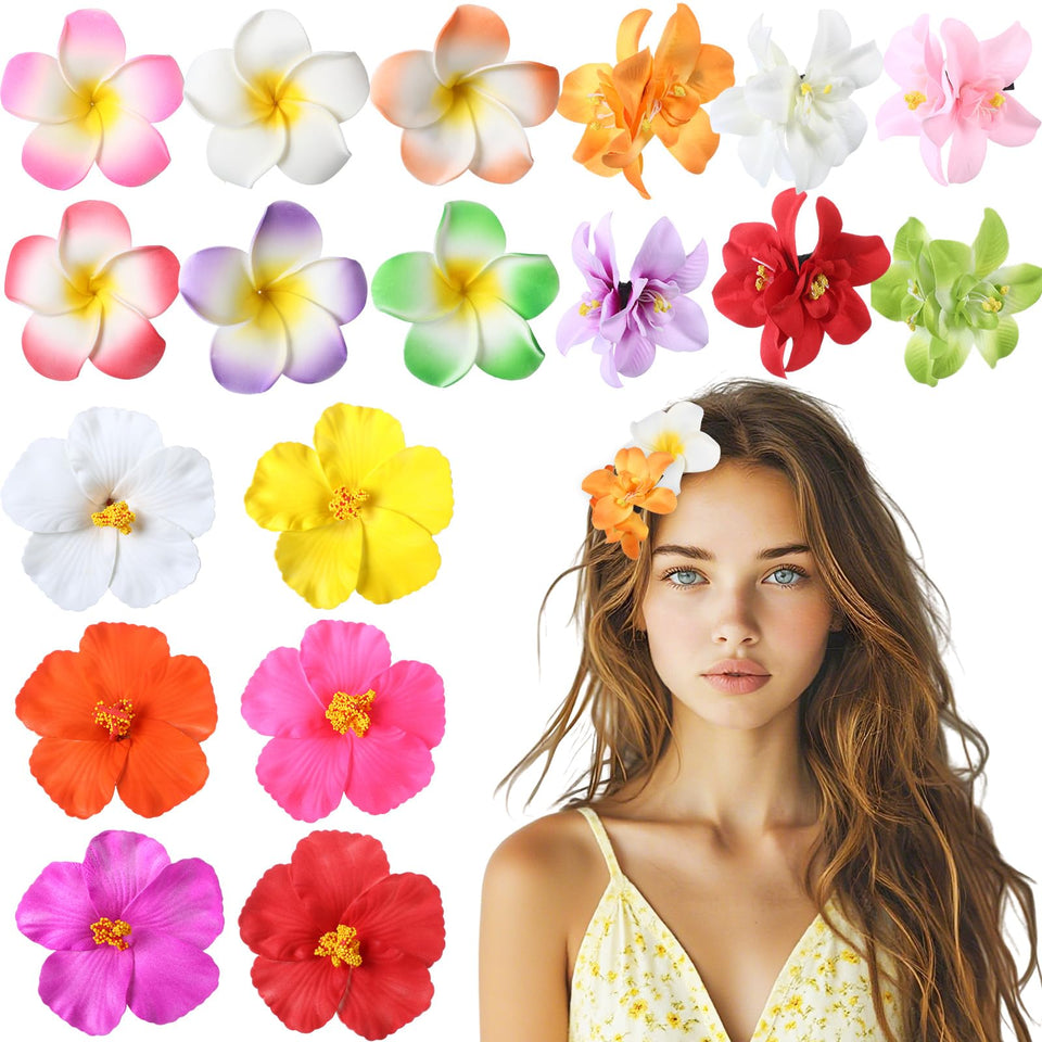 Glitinsel hot pink Hawaiian flower clip adds tropical flair to everyday hair