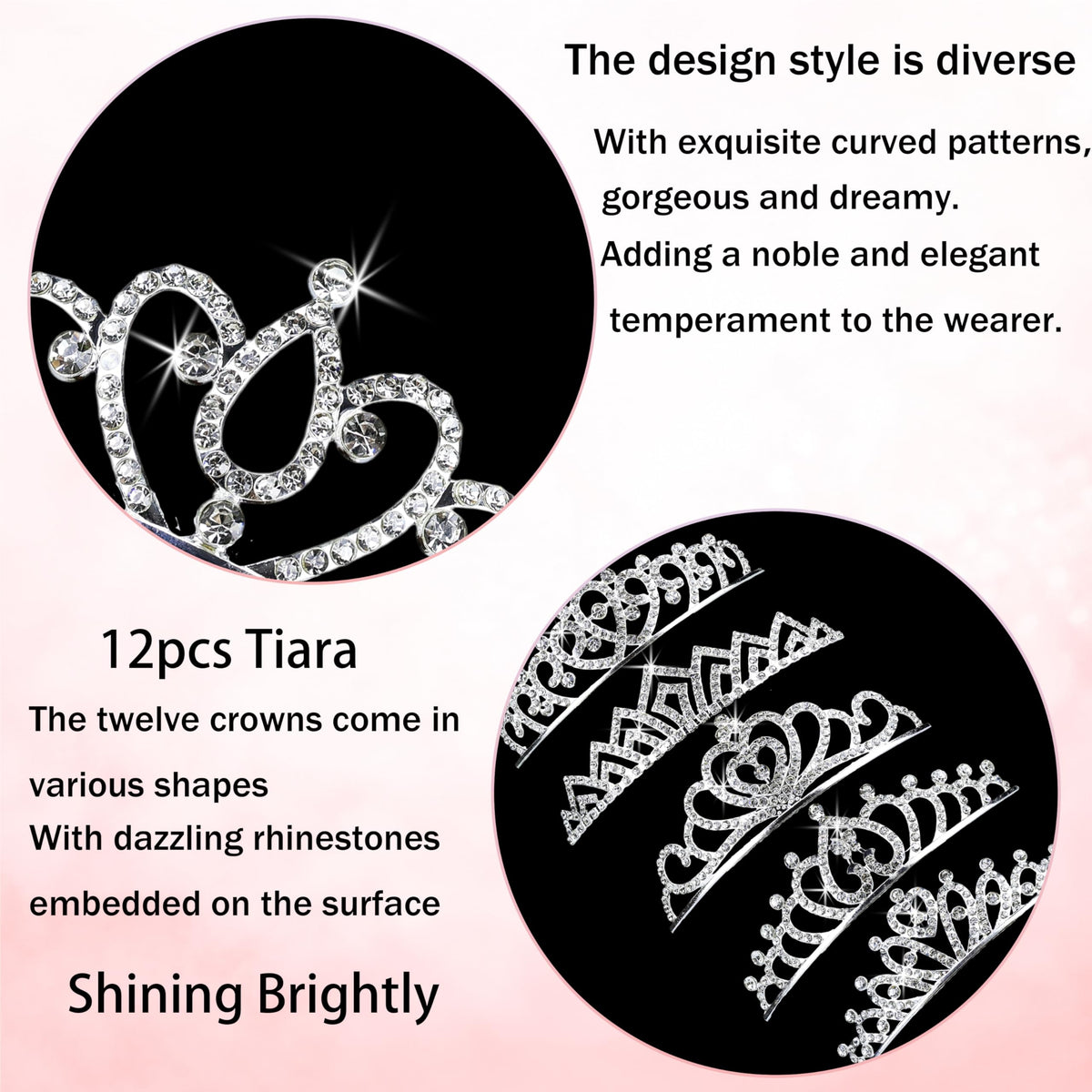 GLITZJOY durable alloy tiara with rhinestones for lasting shine