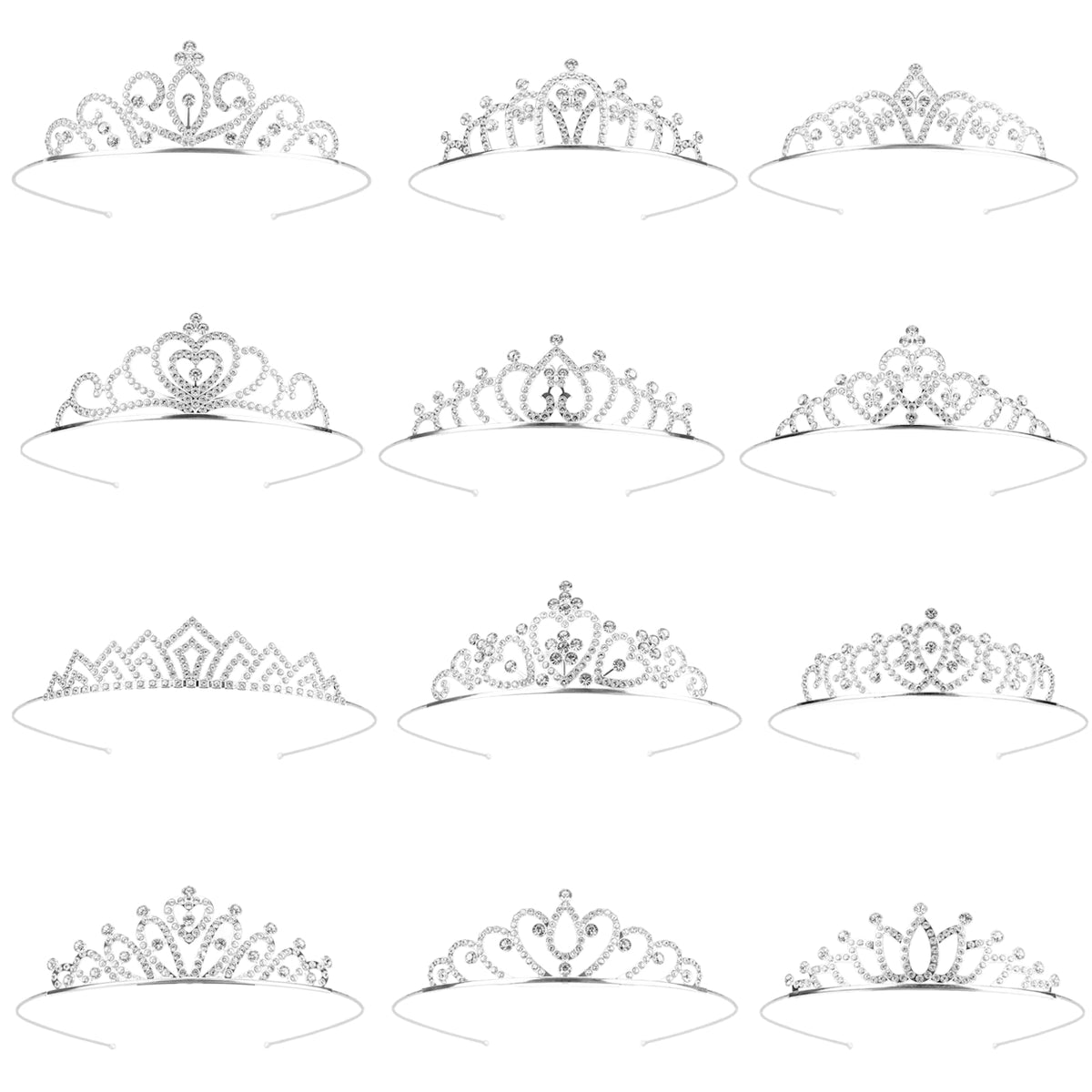 GLITJJOY 12-piece tiaras with sparkly rhinestones for versatile party looks