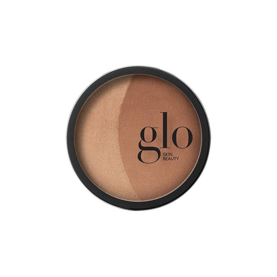 Glo Skin Beauty Bronze natural mineral pressed bronzer on the face for sun-kissed warmth.