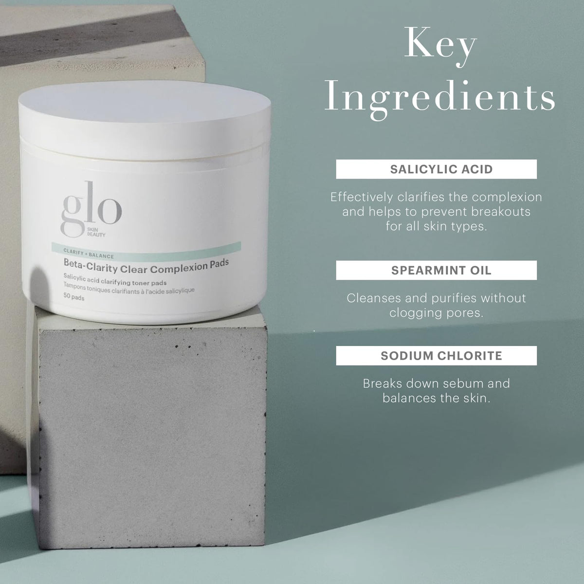 Glo Skin Beauty Clear Complexion Pads application on skin showing smooth absorption.