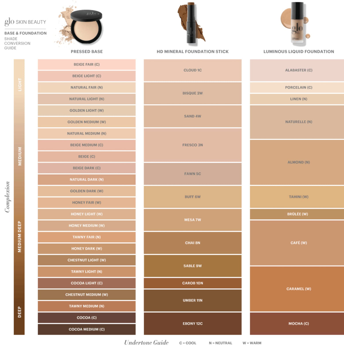 Glo Skin Beauty Tahini shade swatches show warm undertones.