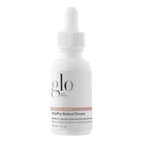 Glo Skin Beauty GlyPro Retinol Drops bottle on display demonstrates premium texture refinement.