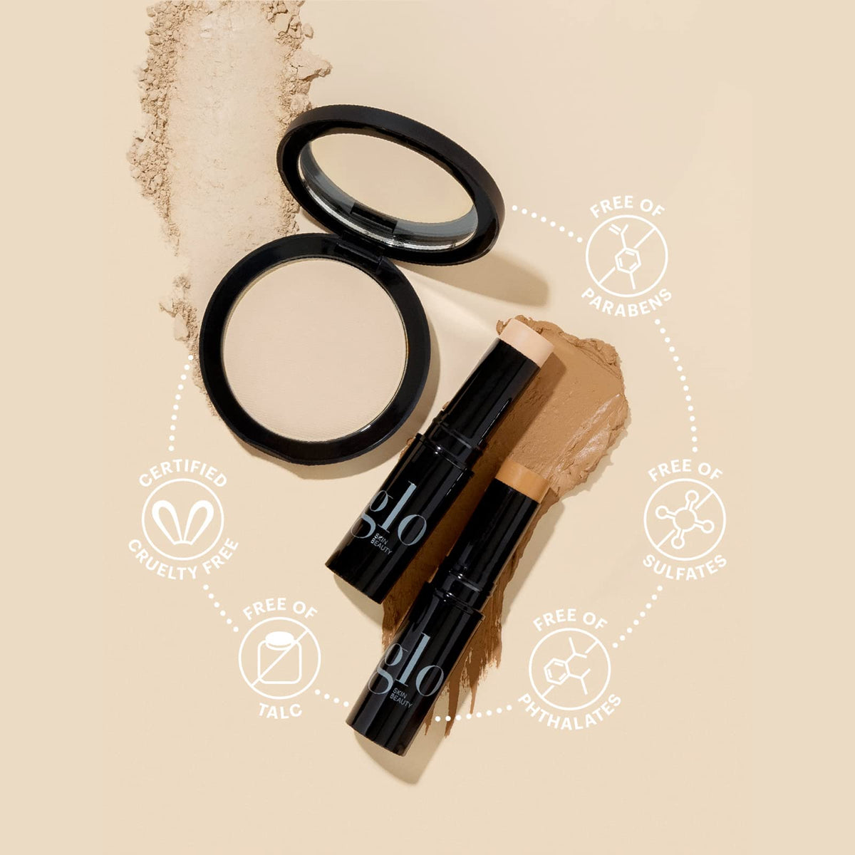 Glo Skin Beauty Luminous Liquid Foundation Naturelle swatch on skin demonstrating buildable coverage.