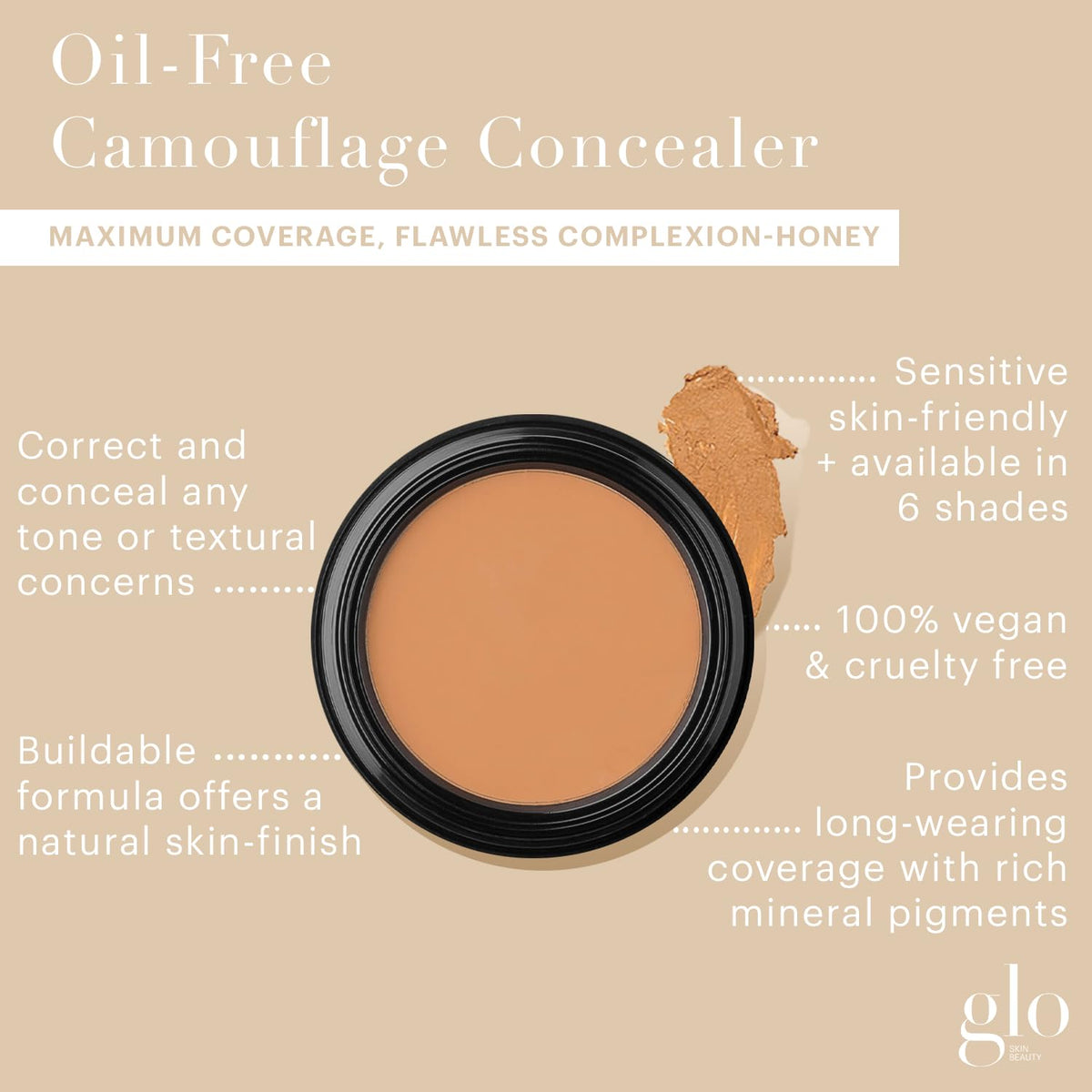 Glo Skin Beauty concealer swatch on hand showing natural finish in Honey