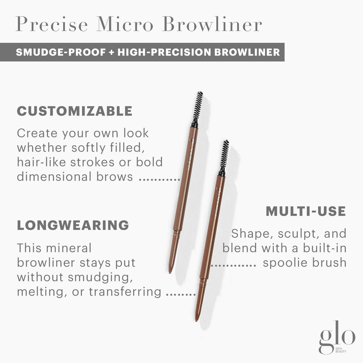 Glo Skin Beauty Precise Micro Browliner closeup showing fine tip for precise fill.