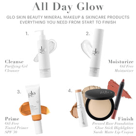 Glo Skin Beauty pressed base application tools demonstrating easy use