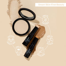 Glo Skin Beauty pressed base talc-free formula with green tea antioxidants.