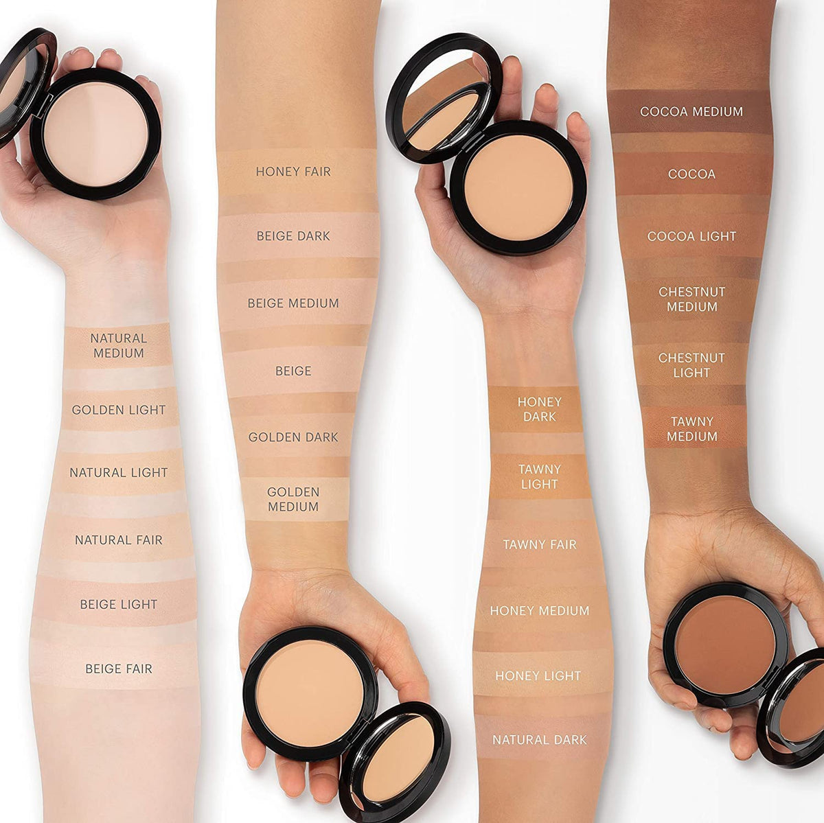 Glo Skin Beauty pressed base close-up texture blurs pores for a soft finish.