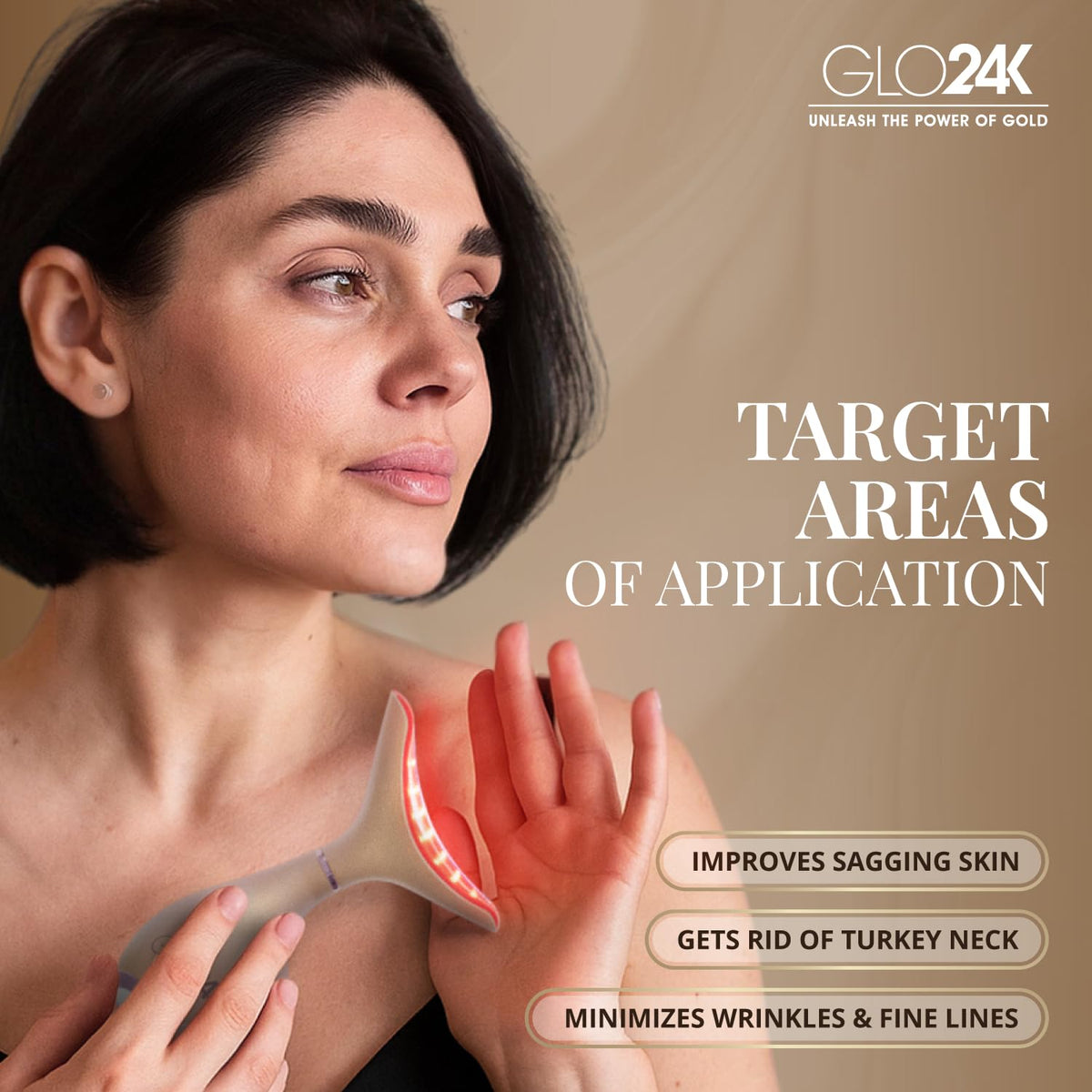 GLO24K ergonomic face massager designed for comfortable skincare sessions.