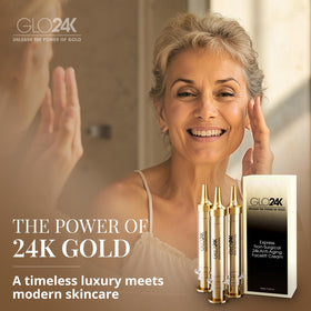 GLO24K USA-made cruelty-free packaging emphasizes ethical skincare choices.