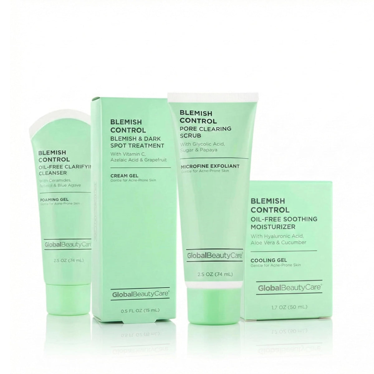 Global Beauty Care cleanser bottle demonstrating oil-free cleansing and barrier support