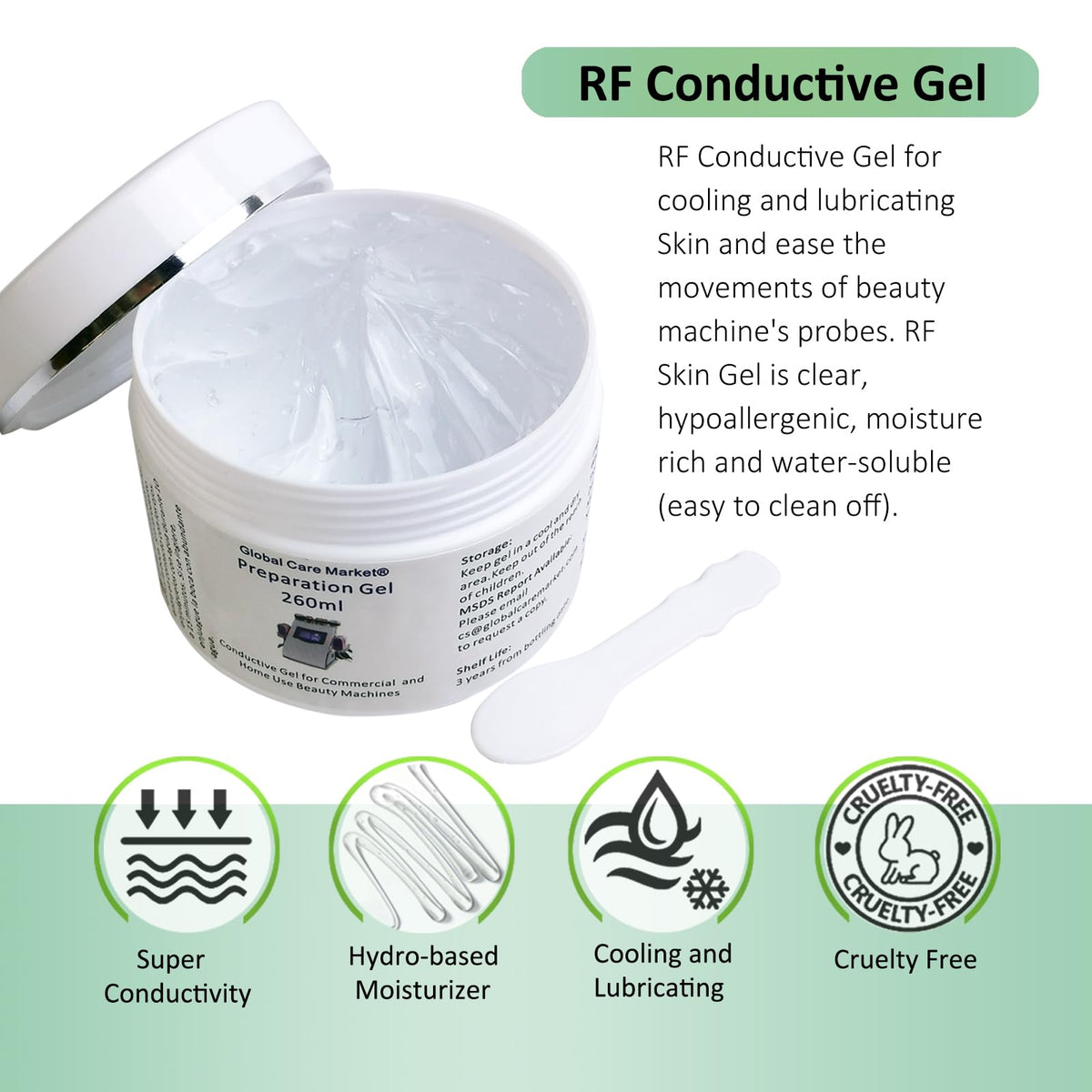 Global Care Market hyaluronic acid gel close-up showing hydrating texture.