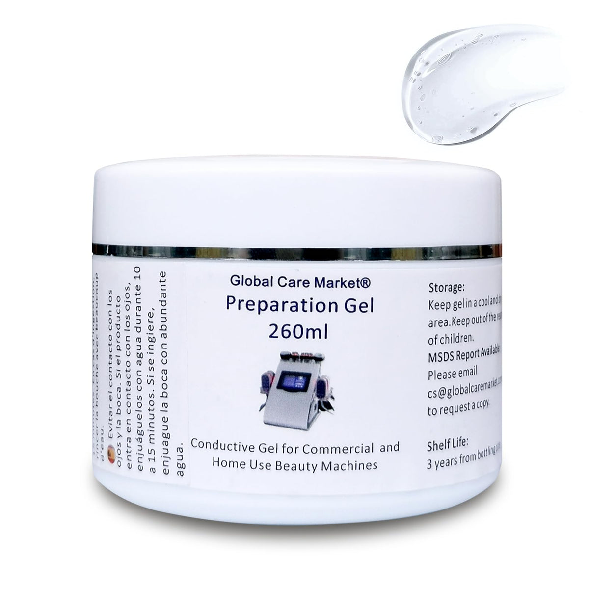 Global Care Market RF conductive gel jar for smooth energy transfer during treatments.
