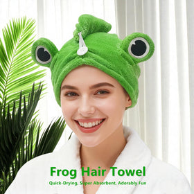 Globalnice Frog Hair Towel detail of adorable frog design and soft fabric