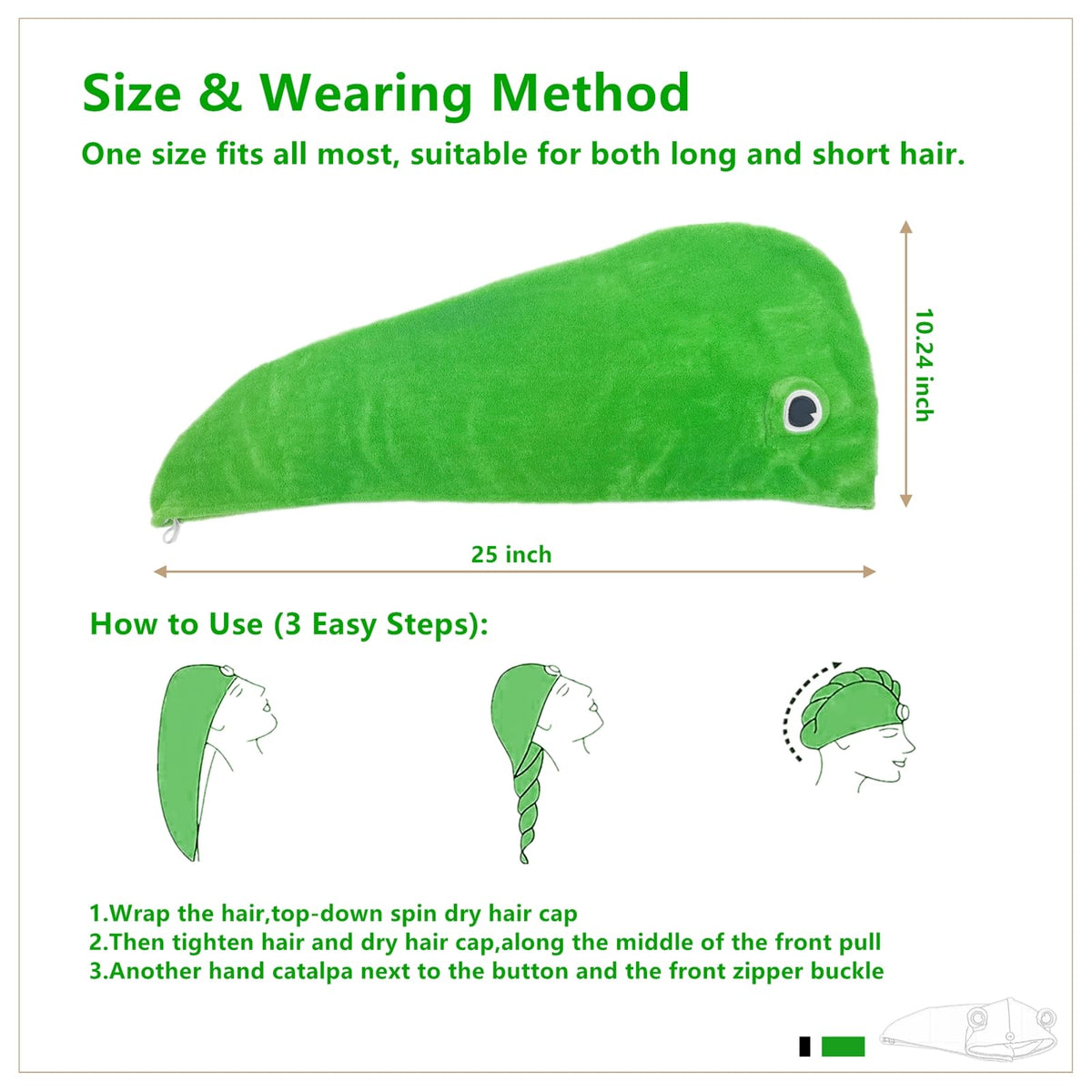 Globalnice Frog Hair Towel elastic-fit ensures secure hands-free wear