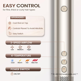 GloCurlX ionic care reduces frizz with up to 500 million negative ions.