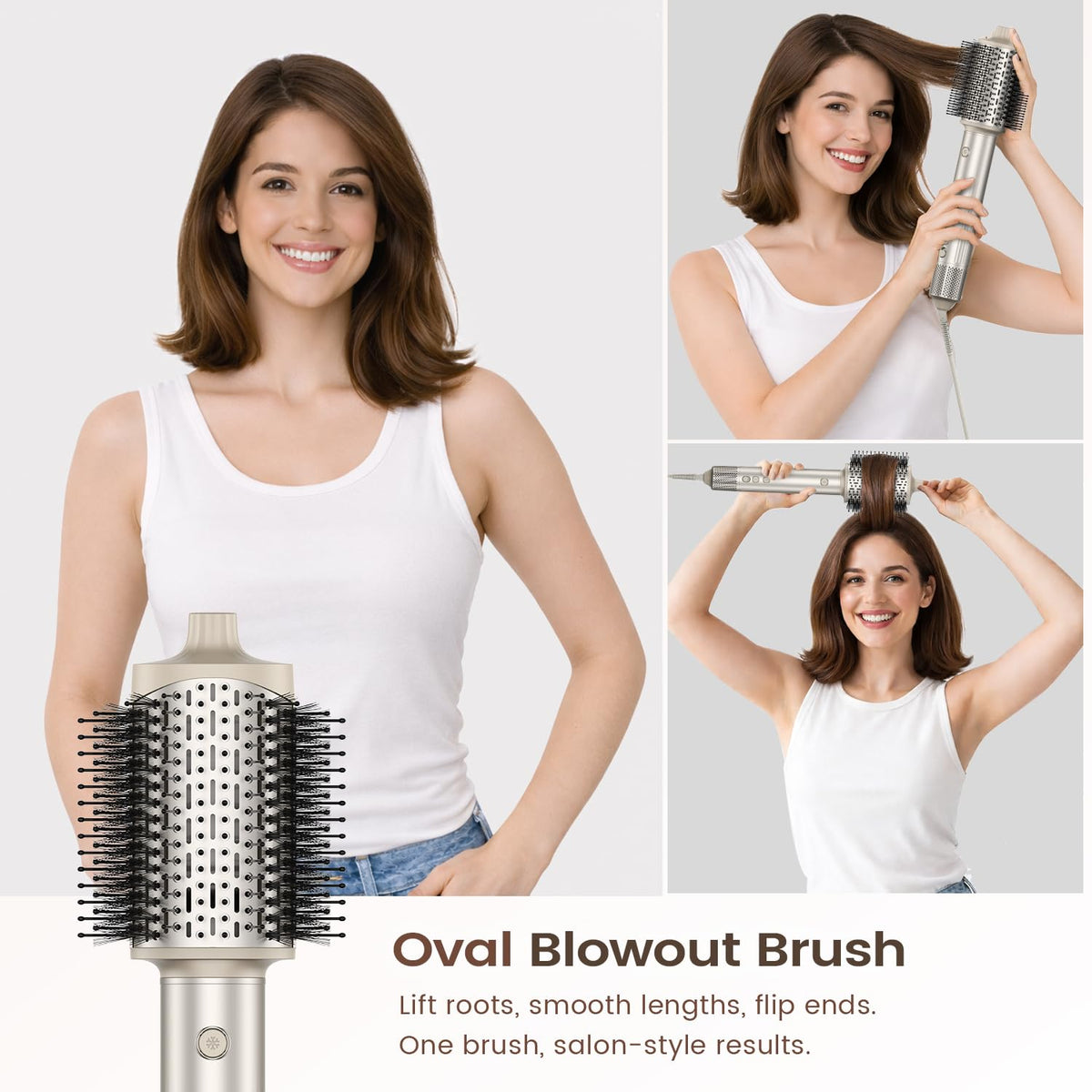 GloCurlX volumizing brush adds lift and body for lasting style.