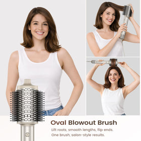 GloCurlX volumizing brush adds lift and body for lasting style.